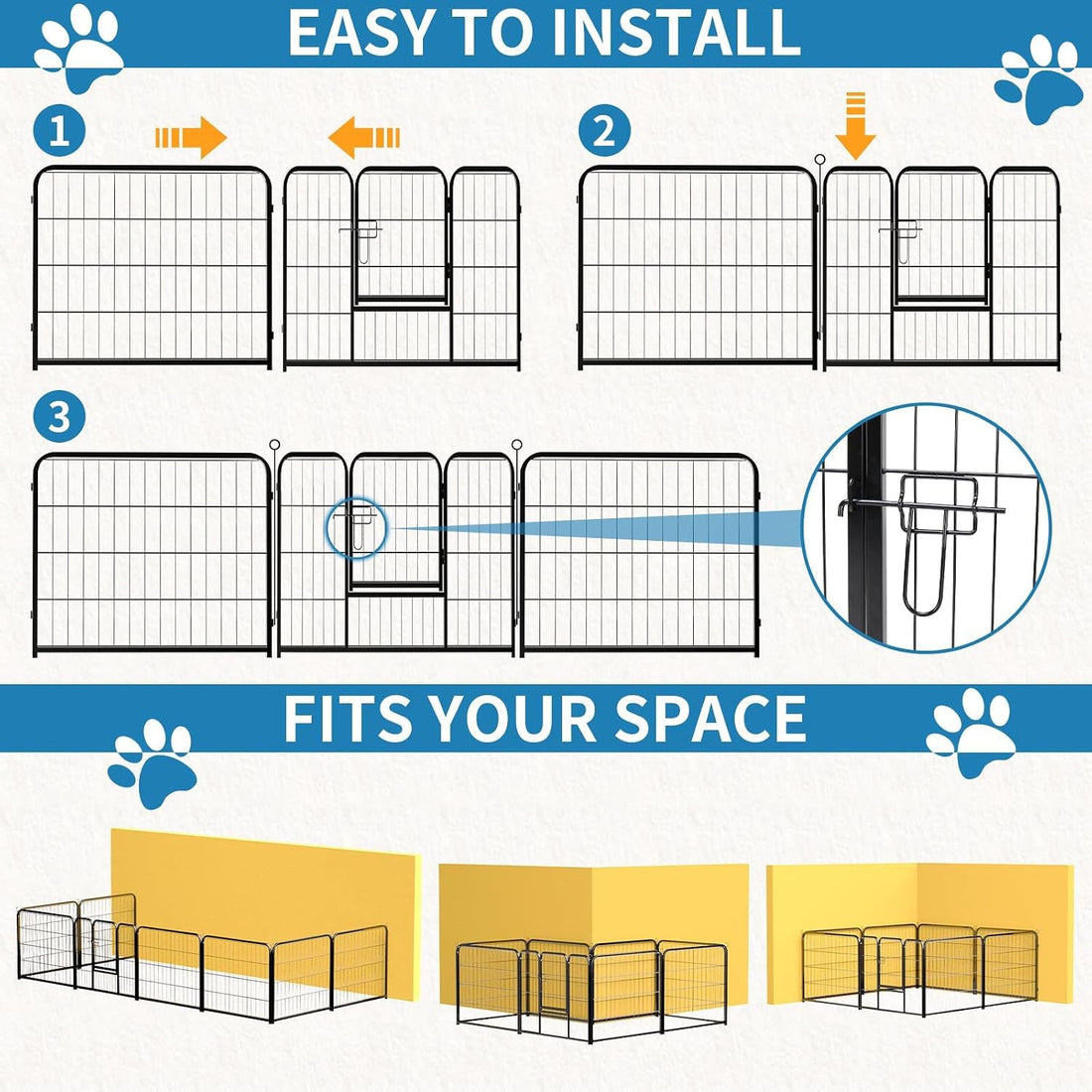 NEWBULIG Dog Playpen for Indoor 32 Inch 8 Panels