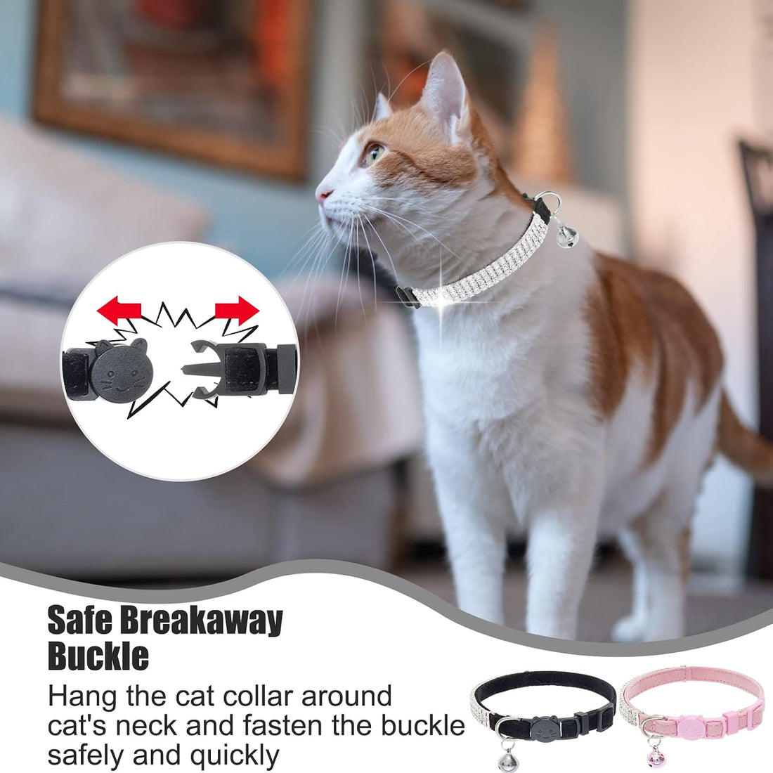 EXPAWLORER Soft Velvet Safe Cat Collars for Girl Cats -2 Pack