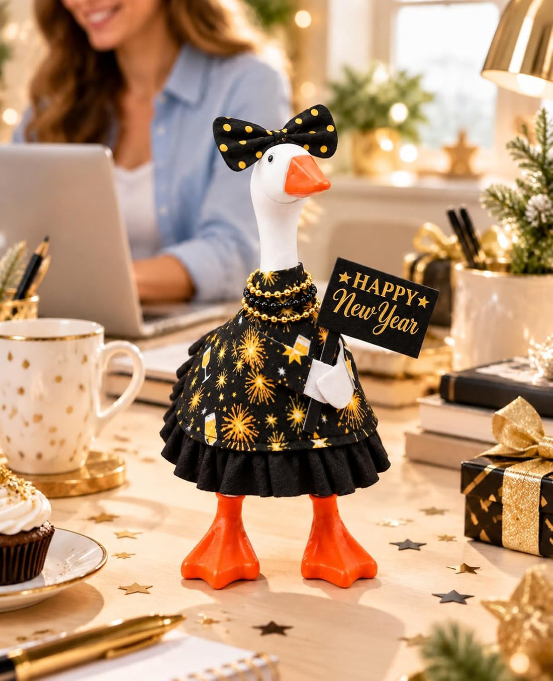 Desk Goose Outfits 7 inches, New Year's Eve Mini Desktop Goose Cloth