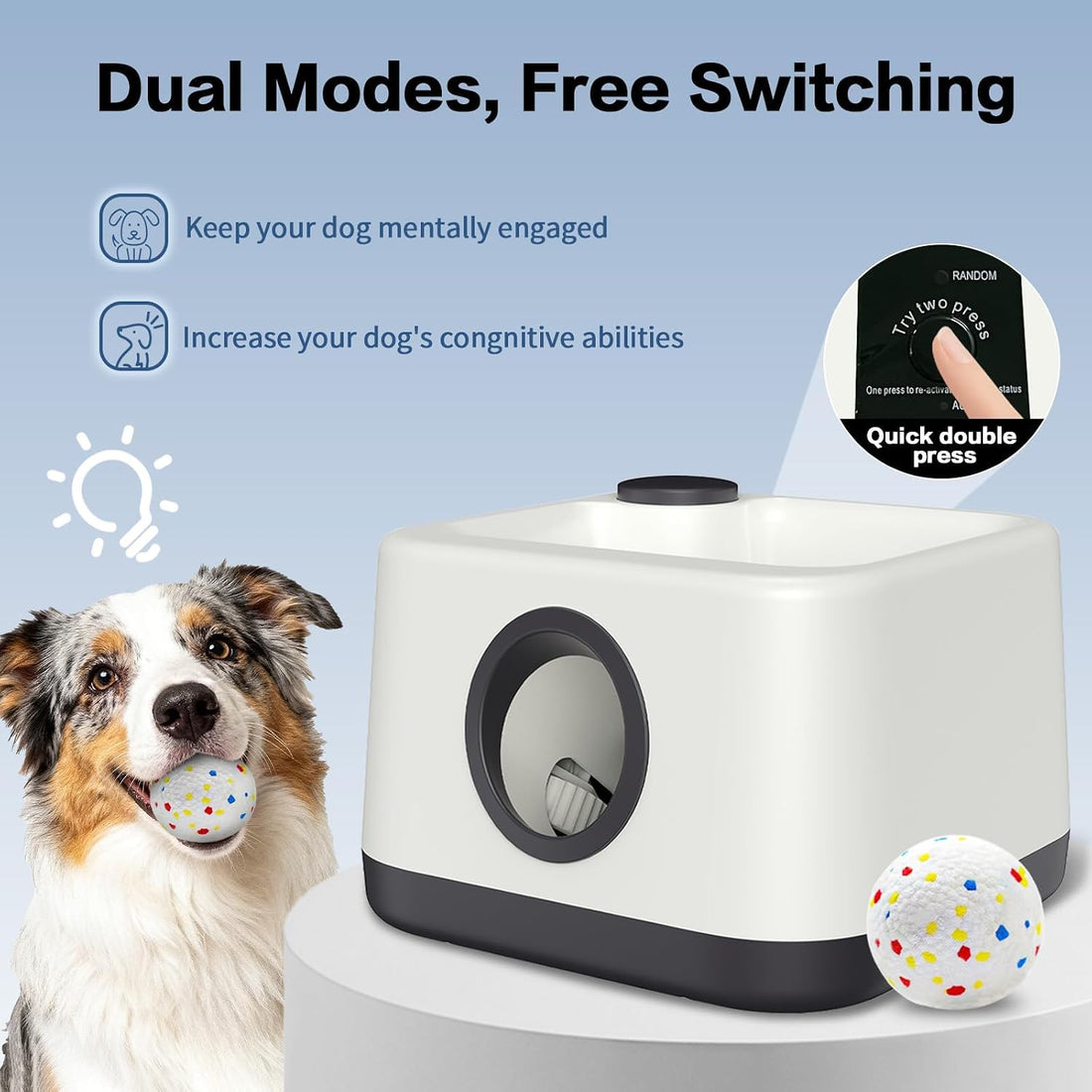 Automatic Dog Ball Launcher, Auto & Manual Dual Mode Dog Ball Thrower