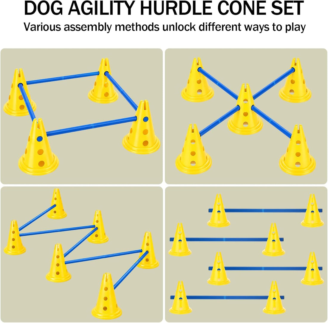 Dog Agility Hurdle Cone Set for Rehabilitation & Beginners