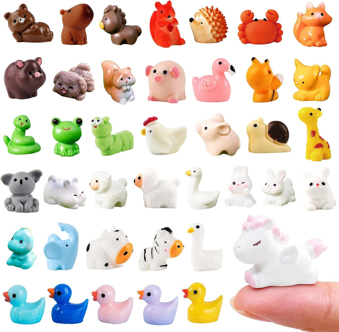 Zerobe Mini Resin Animals: 40 Styles Tiny Collectible Figurine Bulk