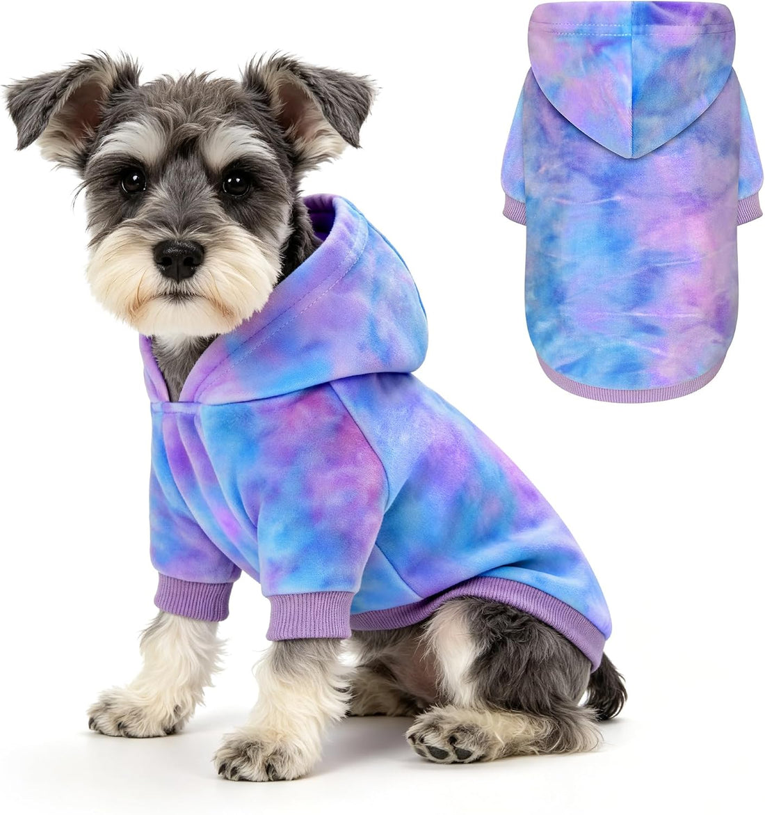 YUDODO Tie Dye Dog Hoodie, Soft Pullover Dog Sweatshirt for Small Dogs