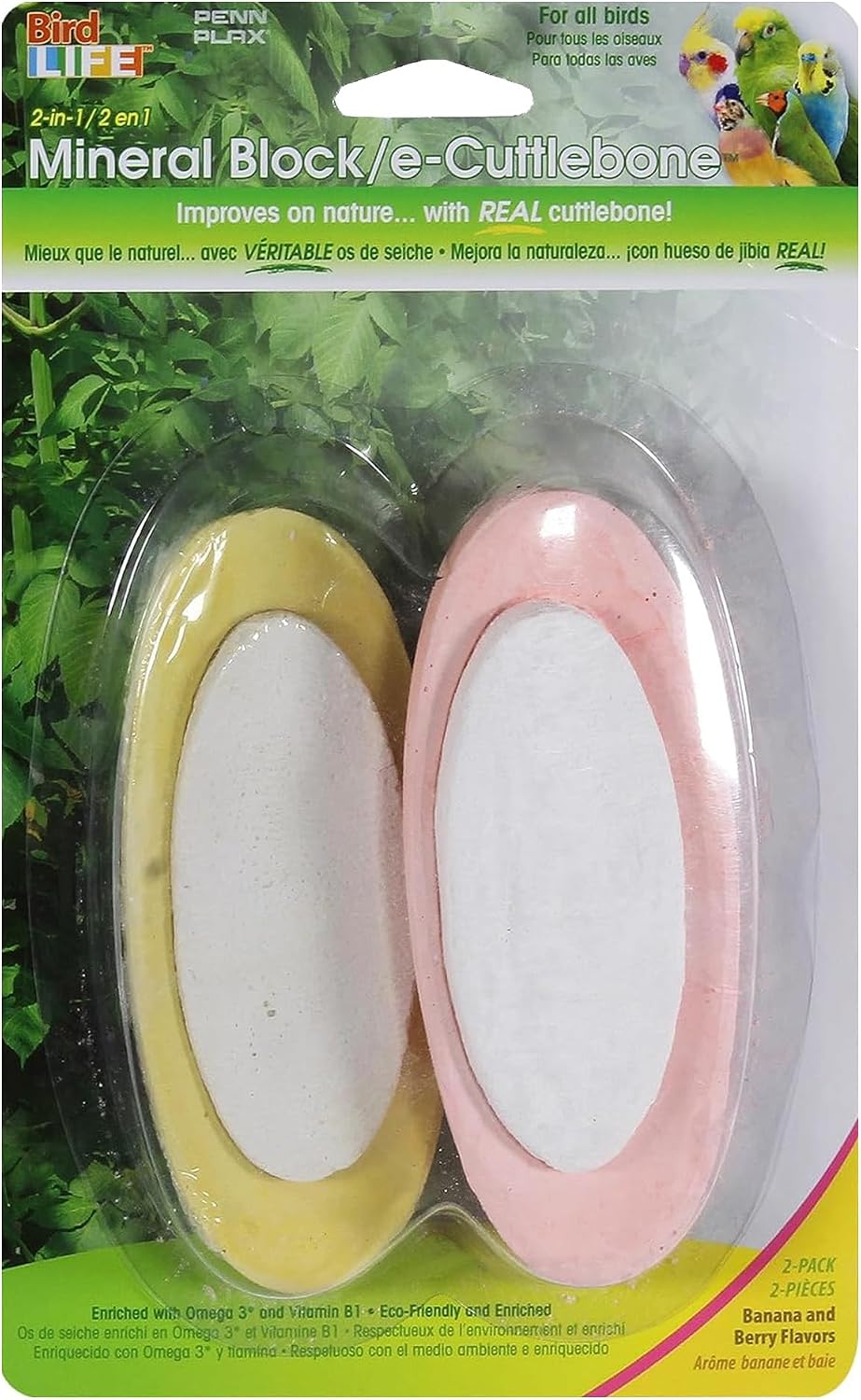 Penn-Plax Bird-Life 2-in-1 E-Cuttlebone & Mineral Block