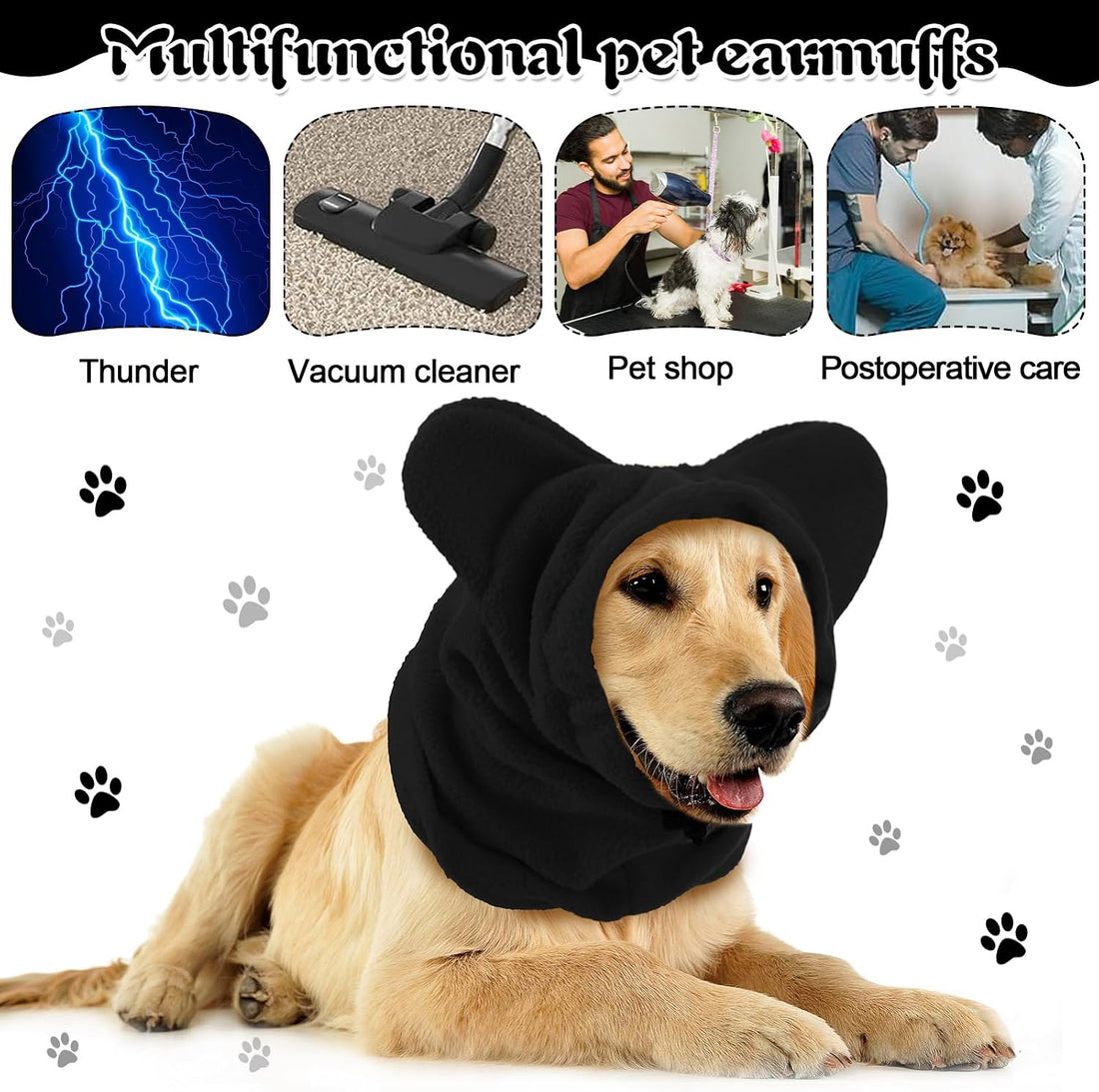 Winter Dog Hat Ear Muffs Pet Neck Warmer Hood with Ears