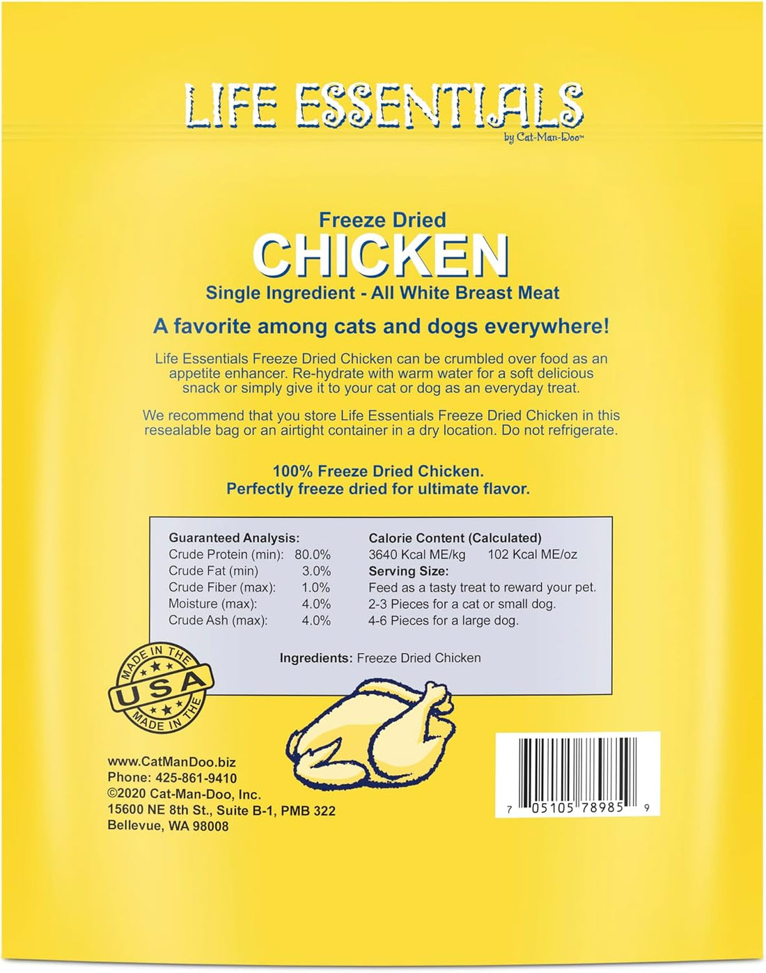 Life Essentials by Cat-Man-Doo | Chicken - 5oz. Bag