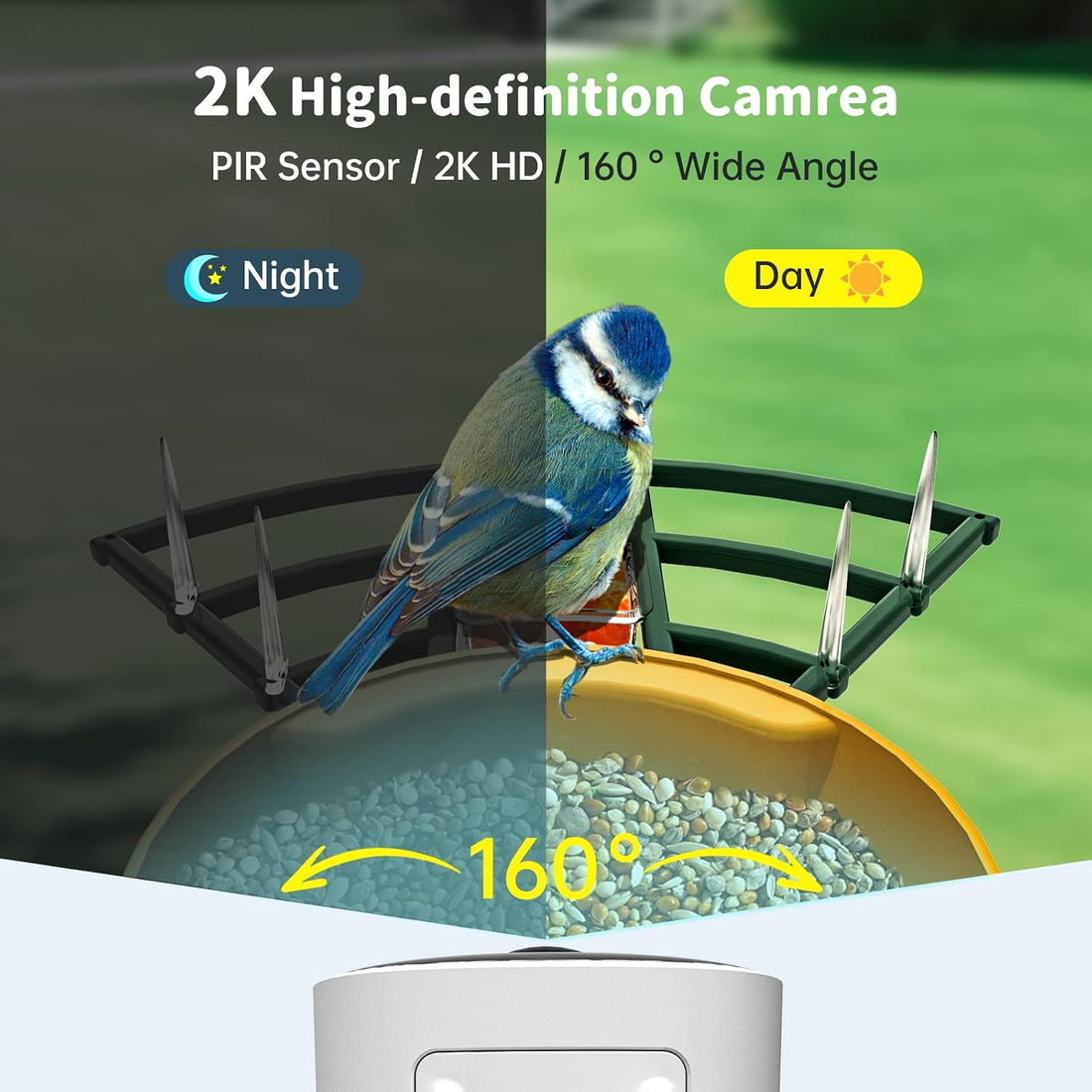 NAVFS Smart Bird Feeder with Camera Solar Powered & AI Bi rd