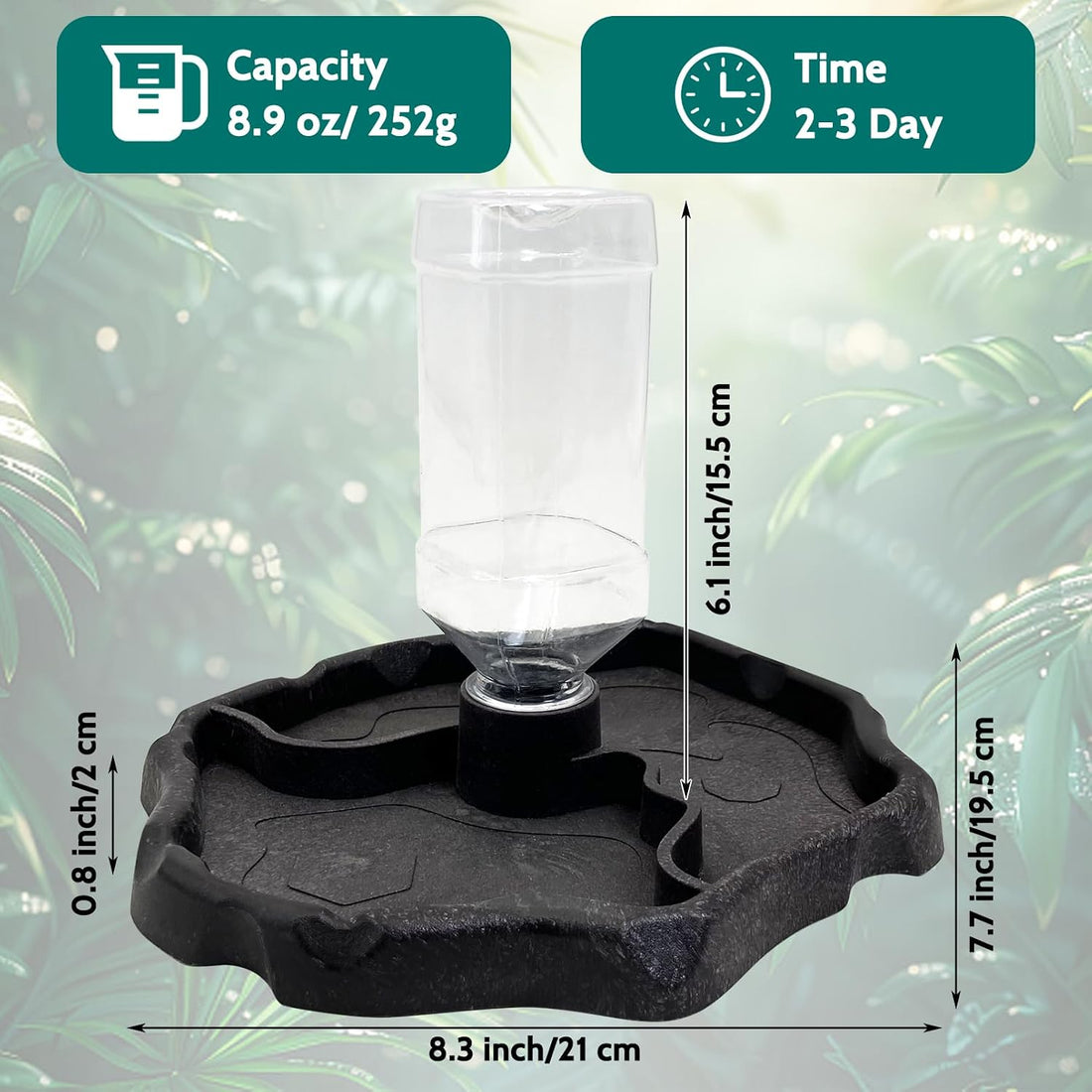 9oz Reptile Water Bottle, Turtle Food and Water Bowl Automatic