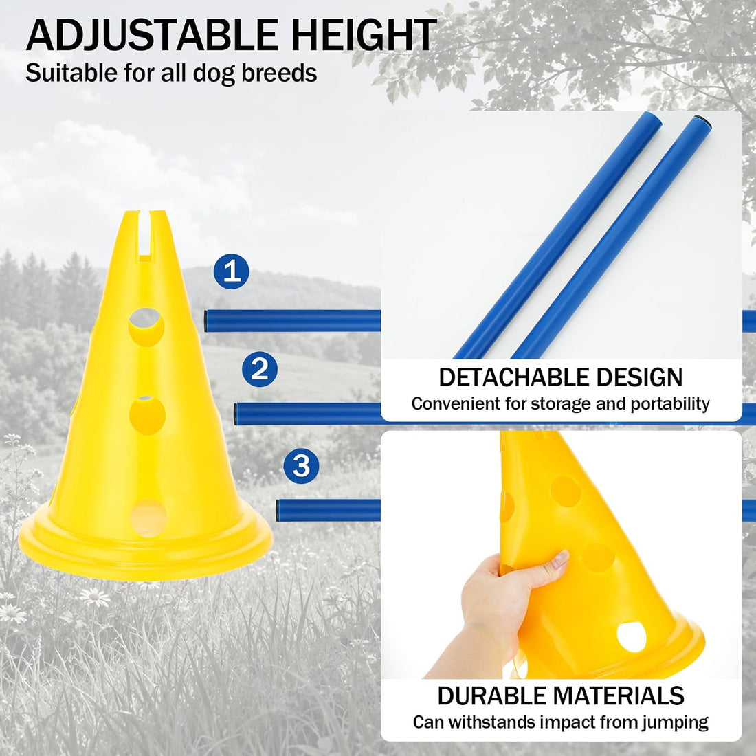 Dog Agility Hurdle Cone Set for Rehabilitation & Beginners