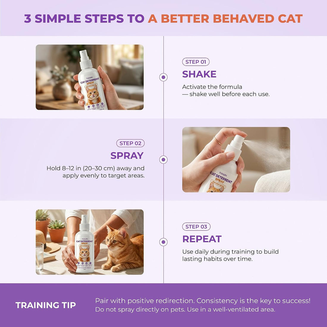 TIOUPI Cat Deterrent Spray – Natural Pheromone-Infused Anti-Scratch