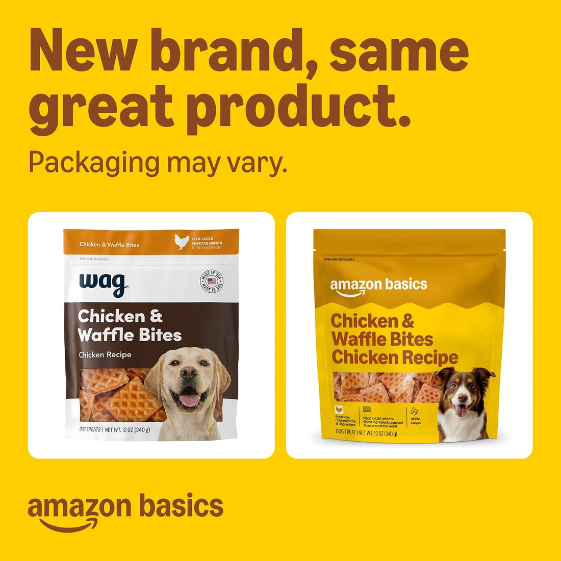 Basics Dog Treats Chicken and Waffle Bites 12oz (Previously Wag)