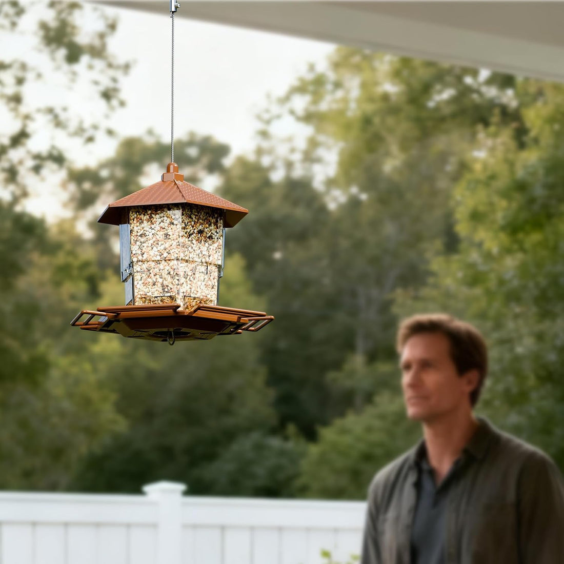Yieach Hanging Bird Feeder for Outdoors,Large Hopper Squirrel Proof