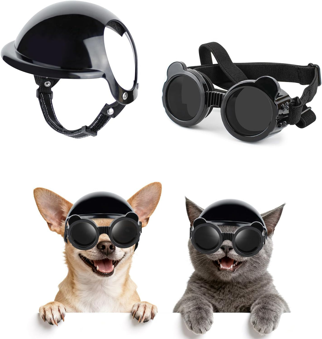 BillionChains Dog Helmet with Goggles
