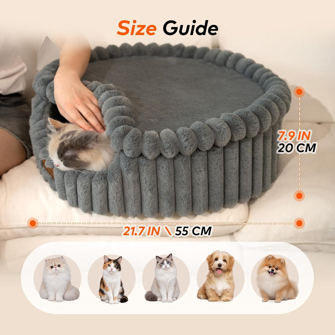 CHEERPALS Cloud Cat Cave Bed for Indoor Cats Hooded Bed with Zipper
