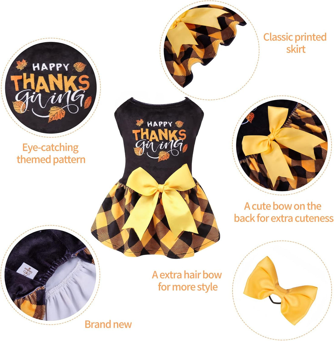 CuteBone Happy Thanksgiving Day Dog Fall Dress Costume Velvet