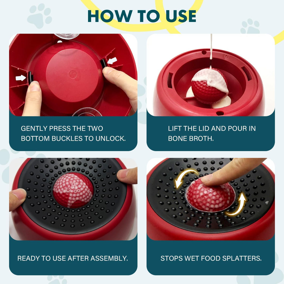 Dog Bowls, Slow Feeder Dog Bowls with Rolling Ball, Non-Slip Base