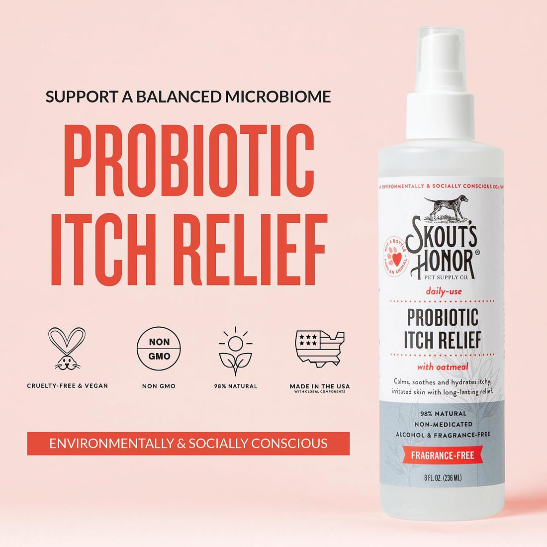 SKOUT'S HONOR Probiotic Itch Relief Spray for Dogs, 8 oz