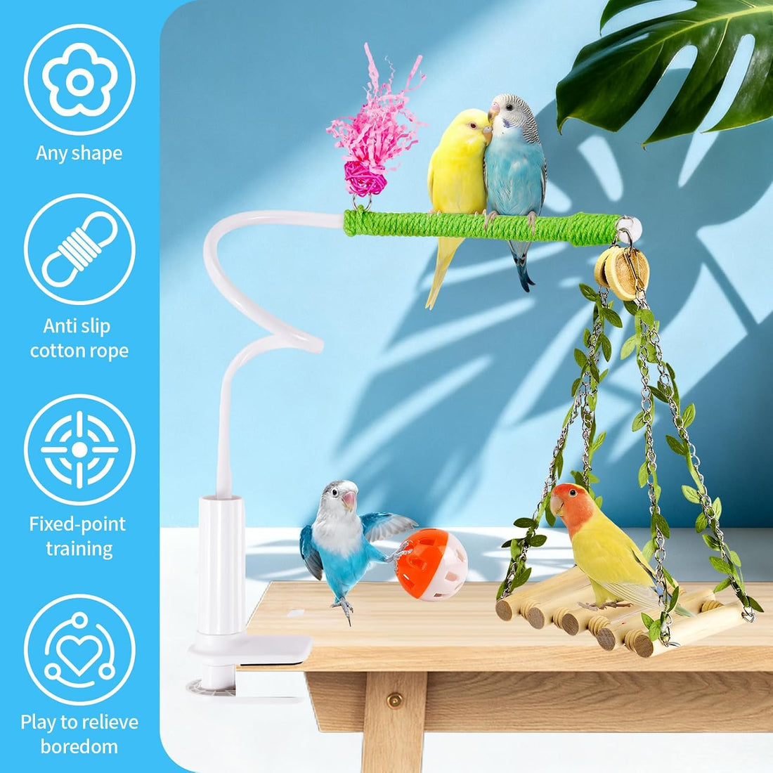 ZooVibe Bird Perch Stand with Swing