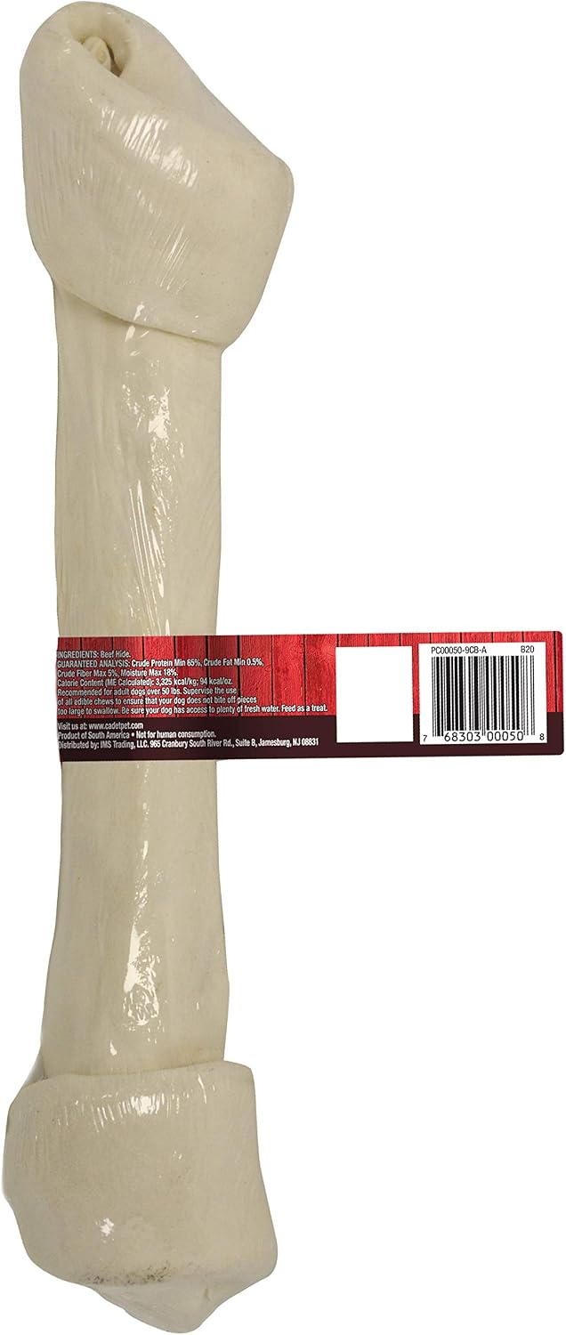 Cadet Premium Grade Beef Hide Knotted Bone Dog Chews, 13-14"