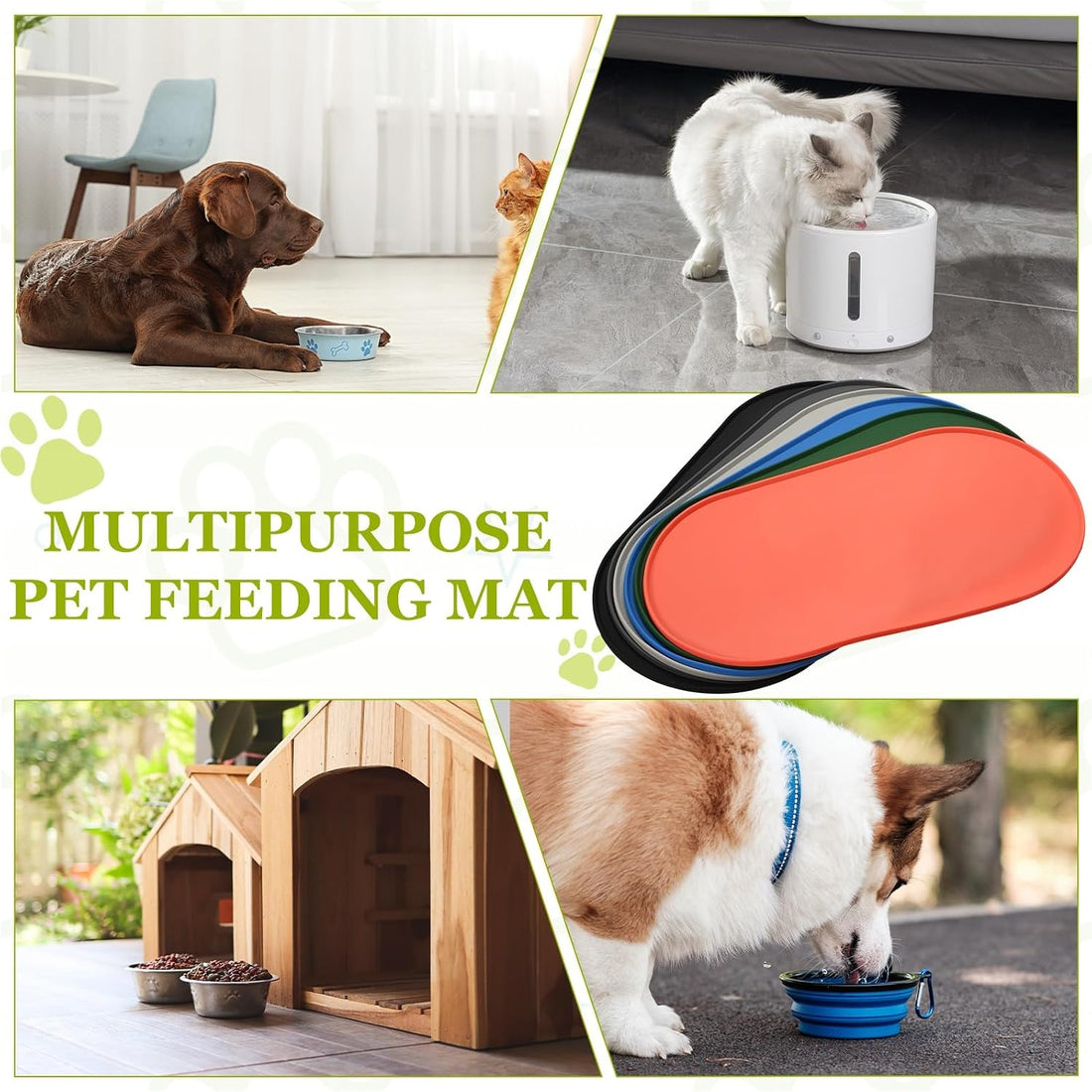 Cat Food Mat 18x10 Inch Silicone Pet Feeding Mat