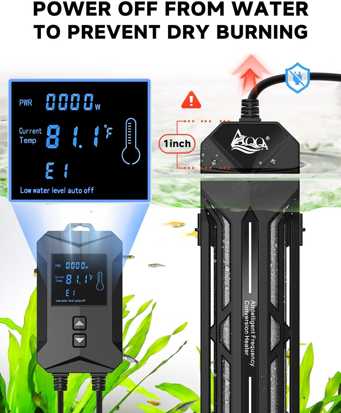 AQQA Aquarium Heater 800W/1000W/1200W/1400W Fish Tank Heater