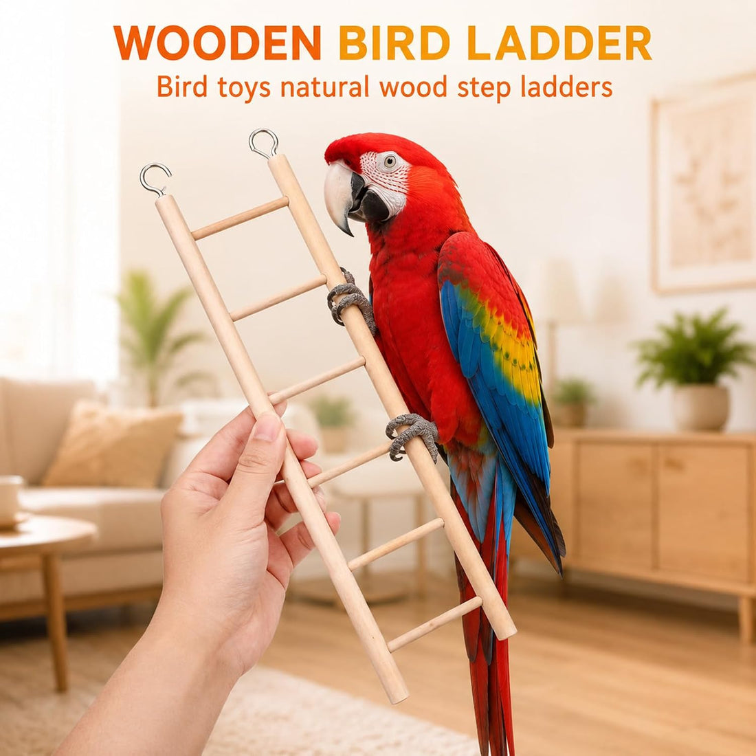 3 Pcs Natural Wooden Bird Cage Ladder Set 6 Step/7 Step/8 Step