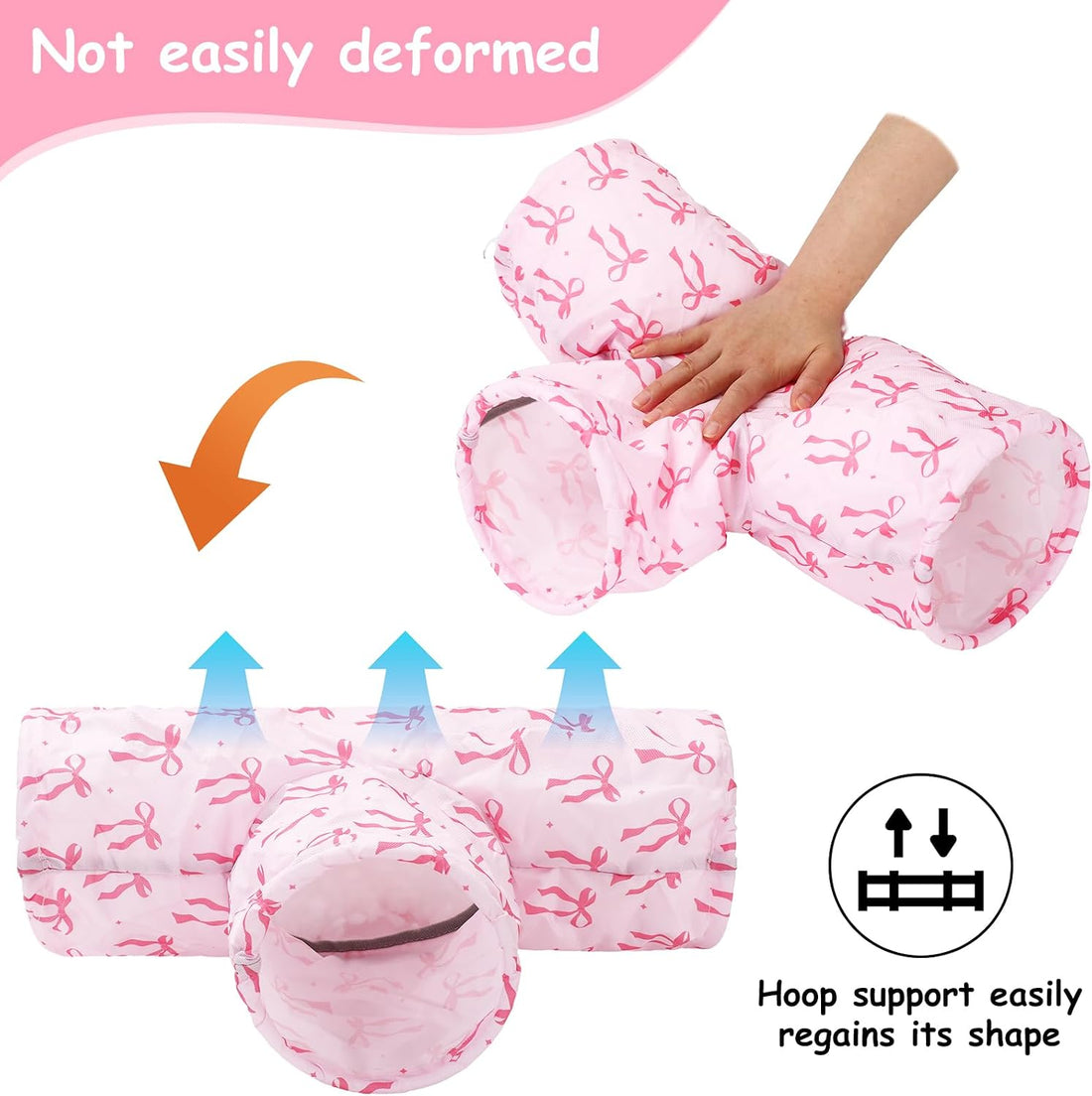 JarThenaAMCS Guinea Pig Tunnel 3 Way Washable Guinea Pig Hideout Pink