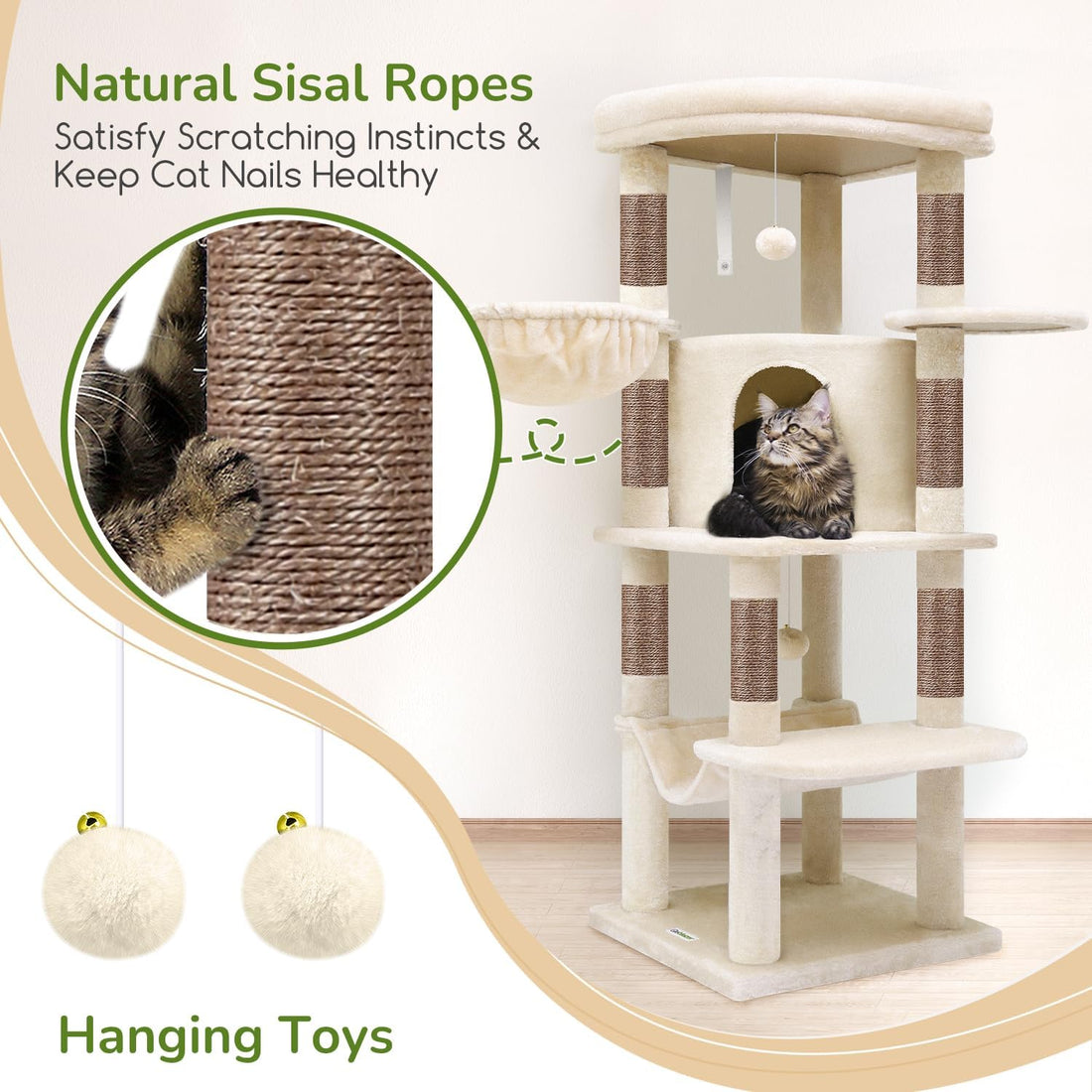 Globlazer Corner Cat Tree, 51in Curved Series Modern Cat Tower