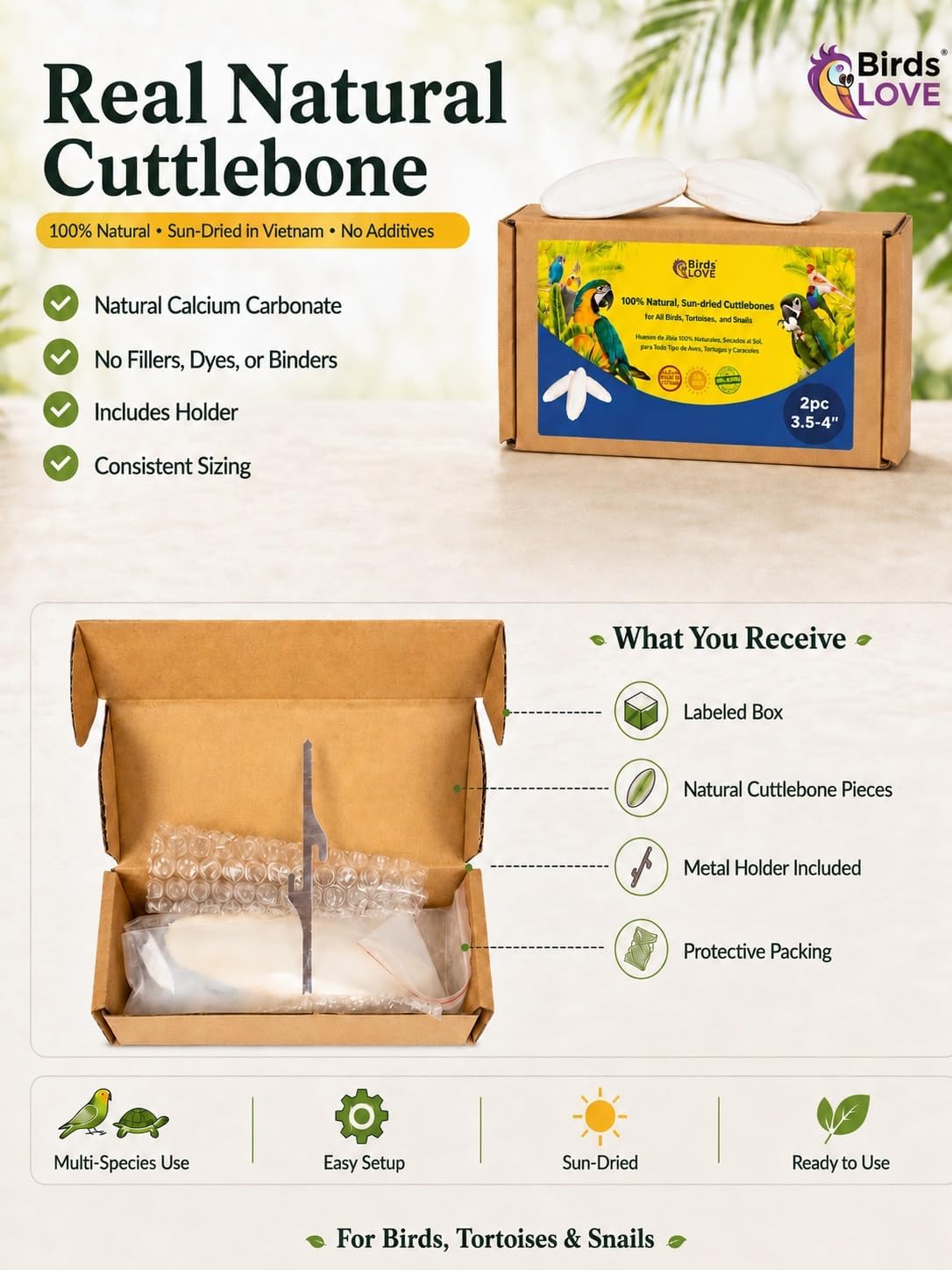 Birds LOVE 3.5-4โณ Cuttlebone for Birds