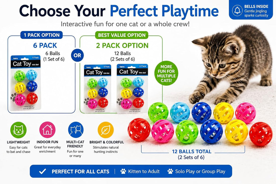 bulk buys Balls with Bells Cat Toys Set, Medium Breeds