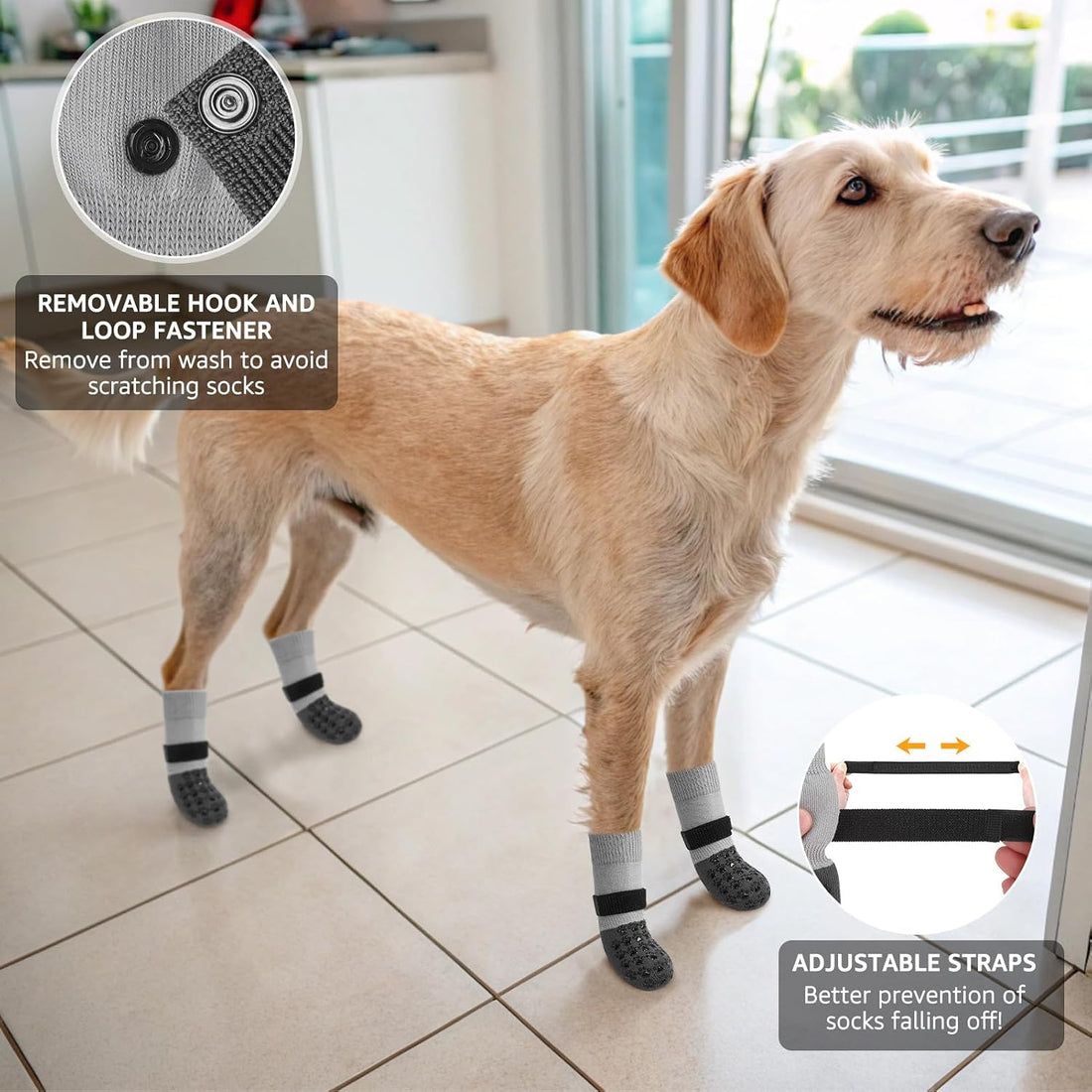 SCENEREAL Anti Slip Dog Socks to Prevent Licking Paws for Hardwood