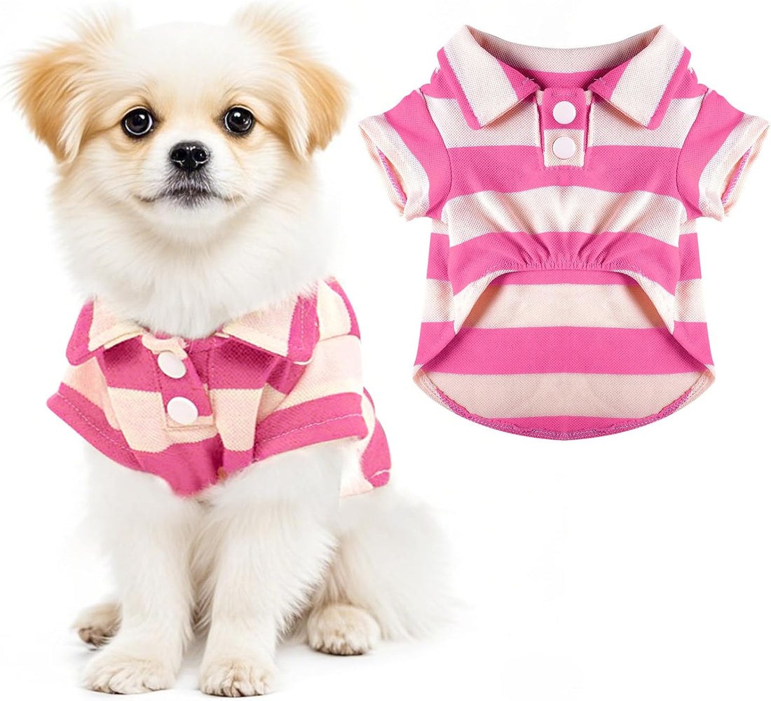 Pistha Dog Shirt Polo Shirt Striped Puppy Clothes for Boy Girl Pets