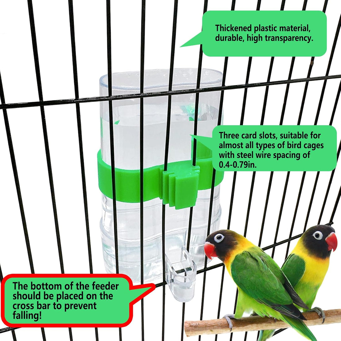 2 Pack Bird Water Dispenser and Feeder for Parakeet Cage Accessories