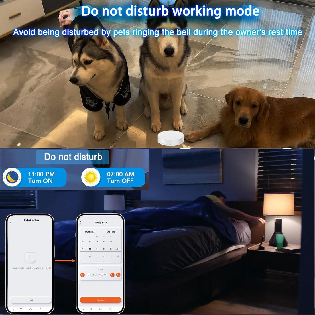 Dog Door Bell for Potty Training to Go Outside, WiFi Doggie Door Bell