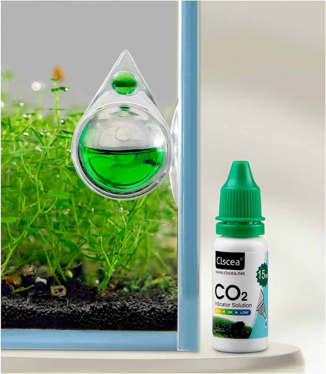 Aquarium CO2 Drop Checker CO2 Indicator (Glass Checker+15ml)