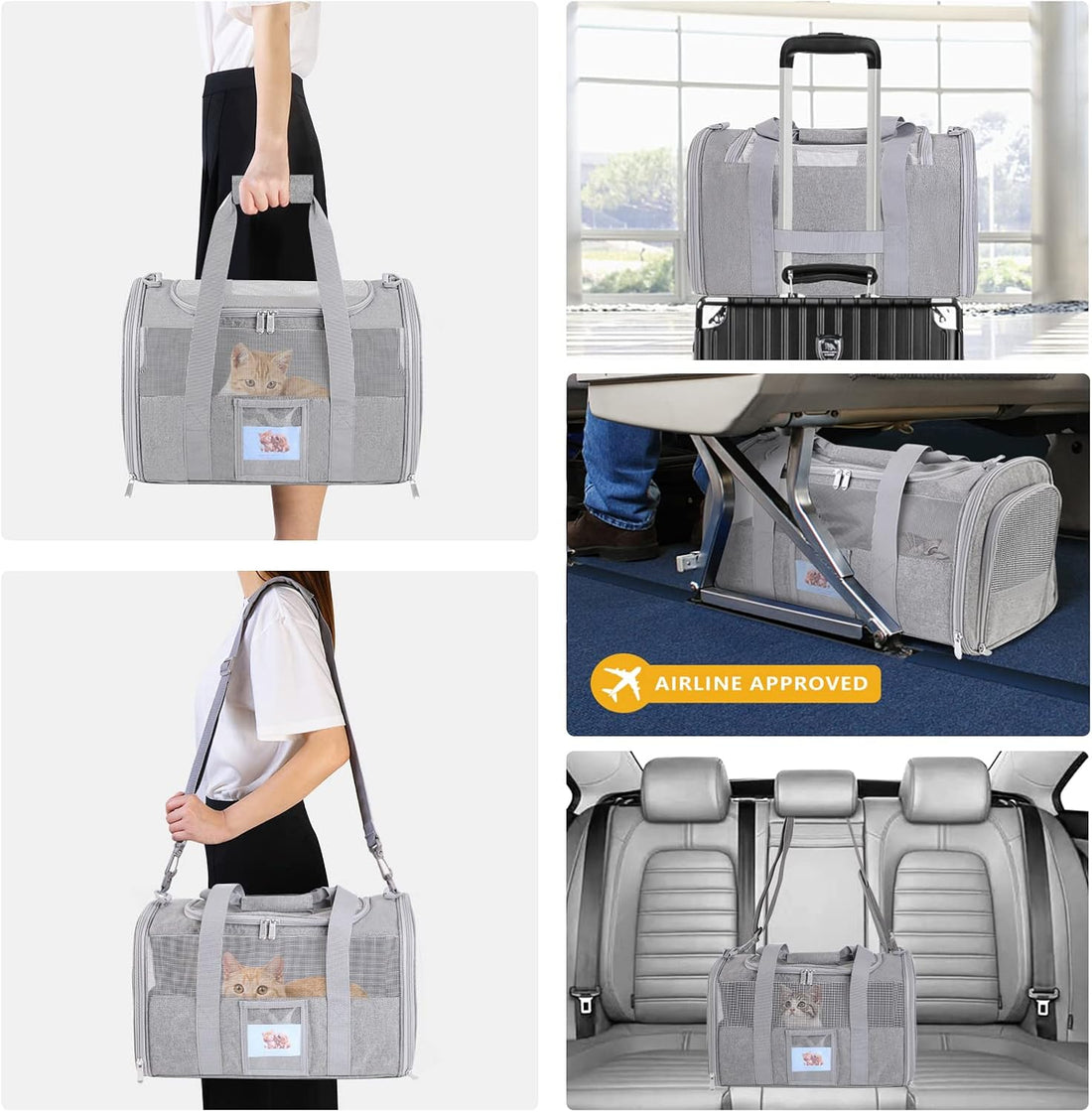 SECLATO Cat Carrier Pet Dog Carrier Airline Approved for Puppy Cat