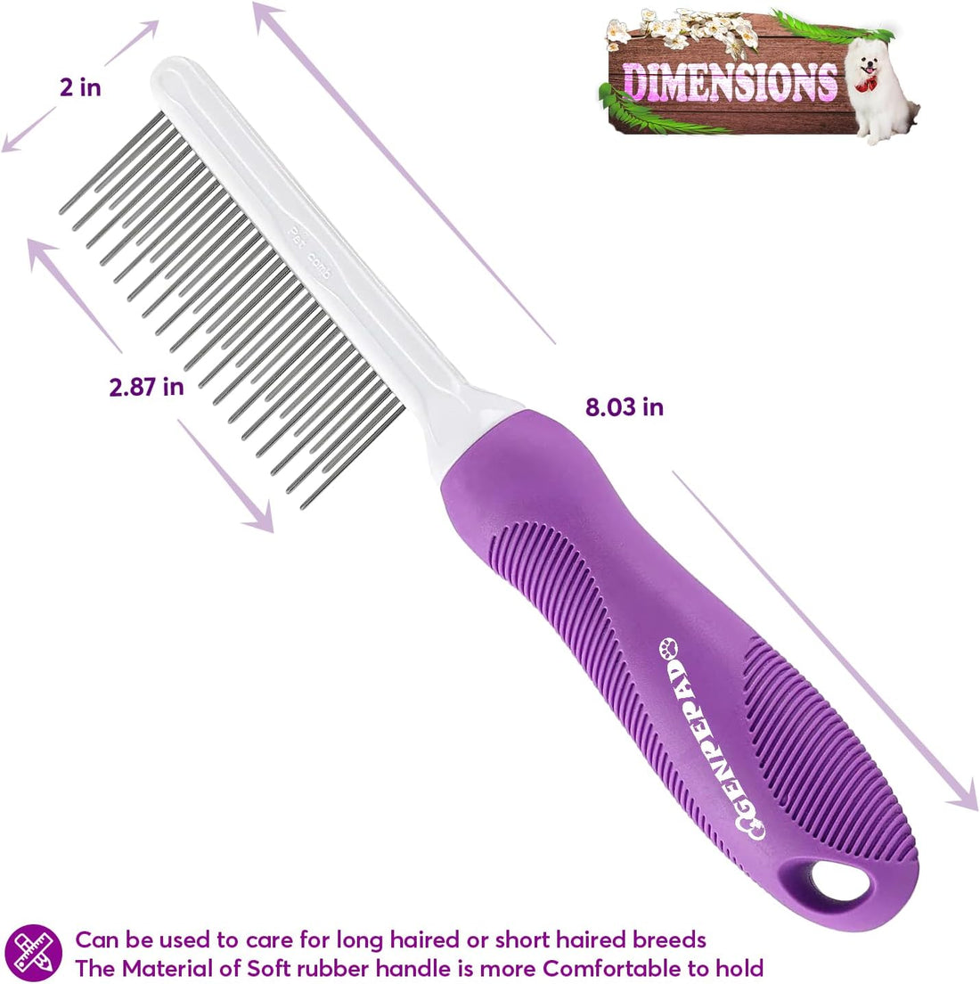 GENPEPADO Grooming Comb for Dogs and Cats with Matted Hair