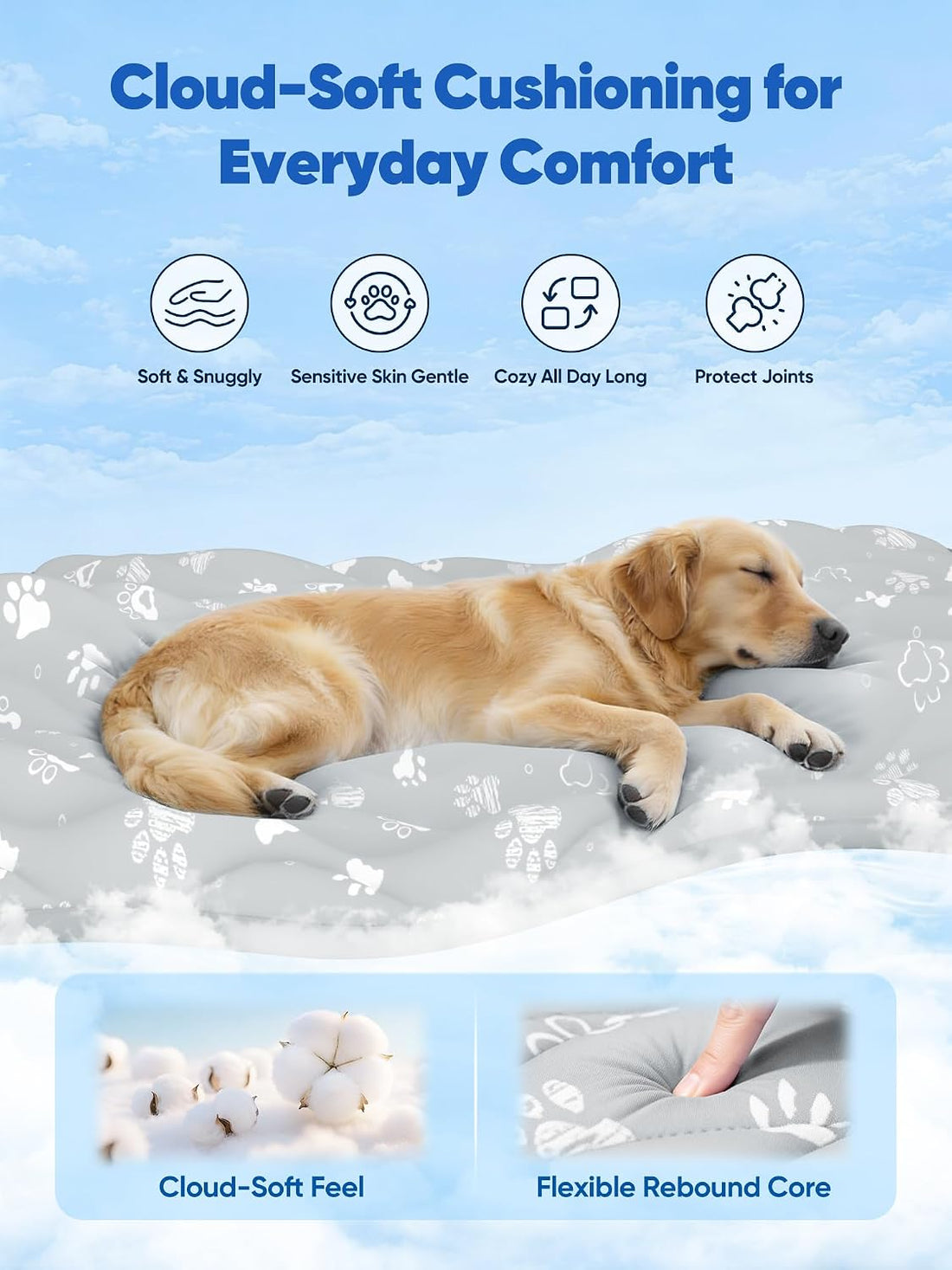 Rywell 44x32in Dog Cooling Mat with One-Way Moisture & Arc-Chill 3.0