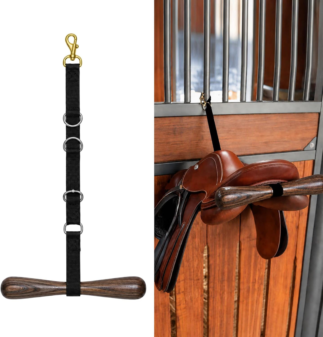 Portable Saddle Rack - Wooden Saddle T Hanger for Horse Stall & Car