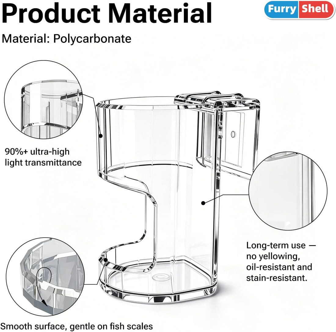 Polycarbonate Aquarium Feeder, Fish Tank Feeding Tray, 90%+ Clear