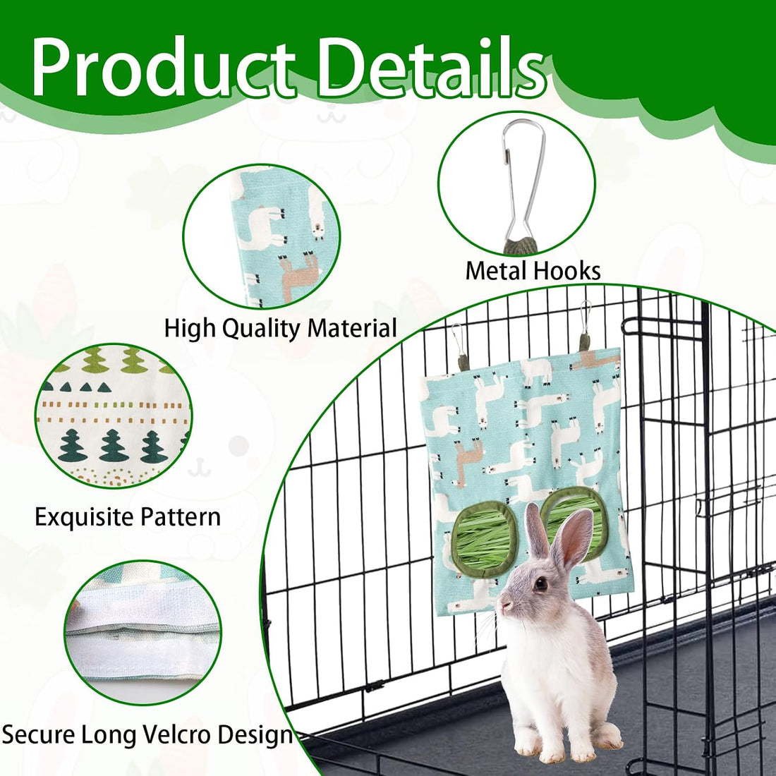 2PCS Rabbit Hay Feeder, Hanging Hay Feeder Guinea Pig Hay Feeder