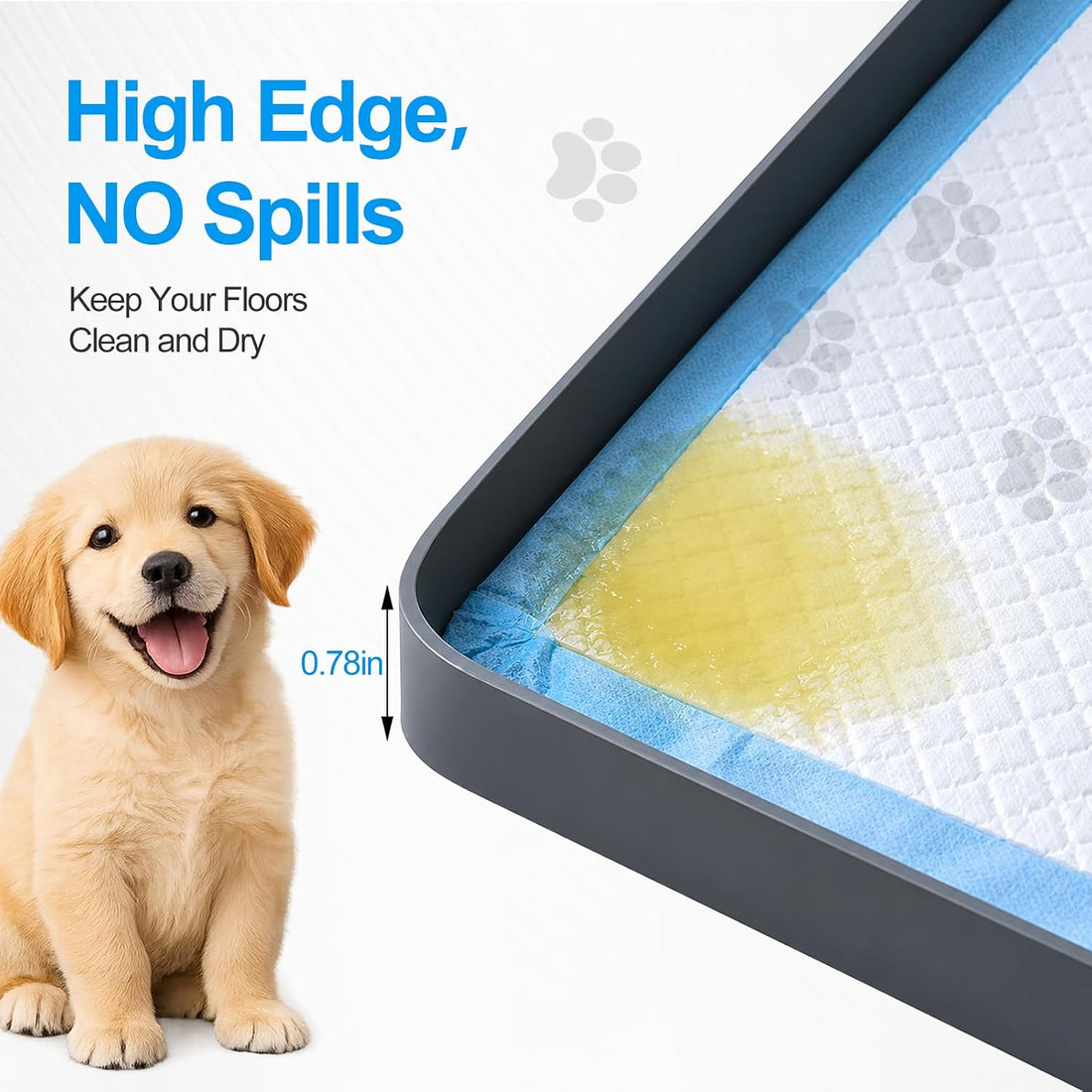 Dog Pee Pad Holder, Portable Leak-Proof Silicone Tray for Indoor