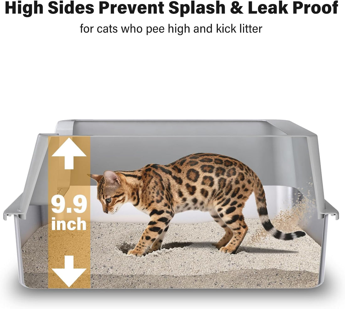 2PACK Stainless Steel Litter Box, XL Metal Cat Litter Box with Lid