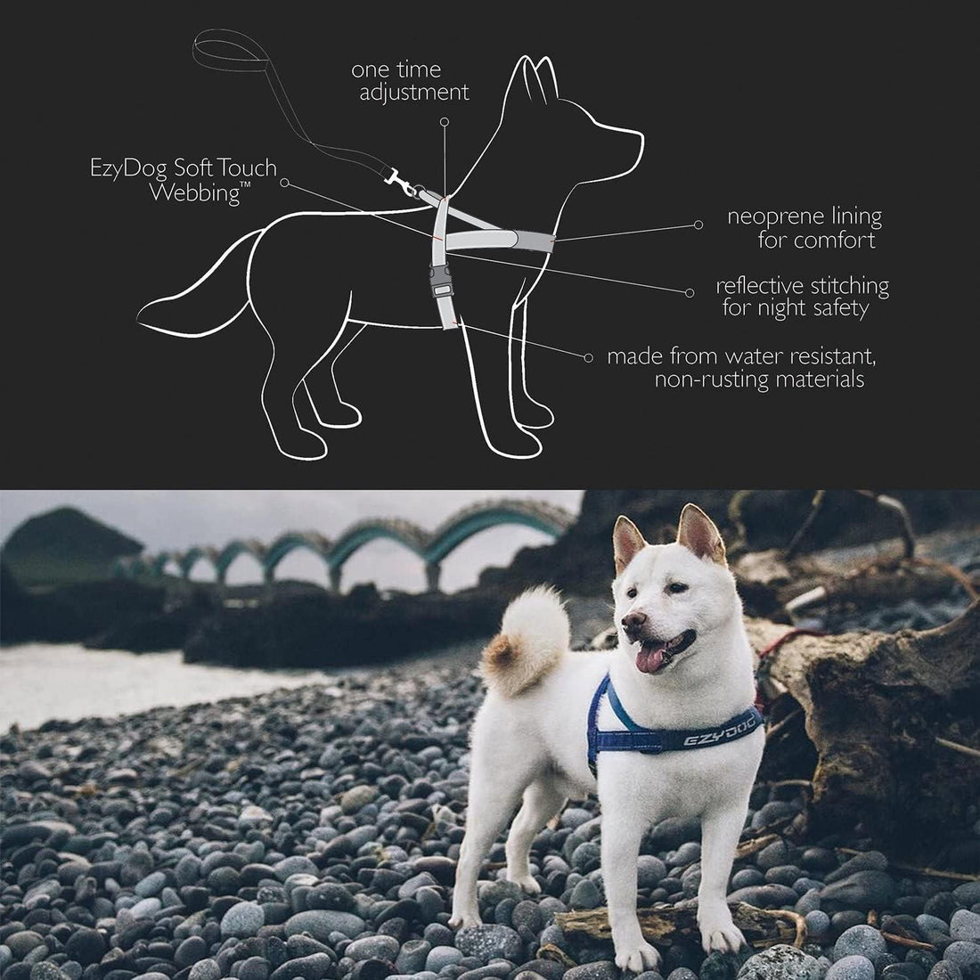 EzyDog Quick Fit Dog Harness, Soft Neoprene Padding