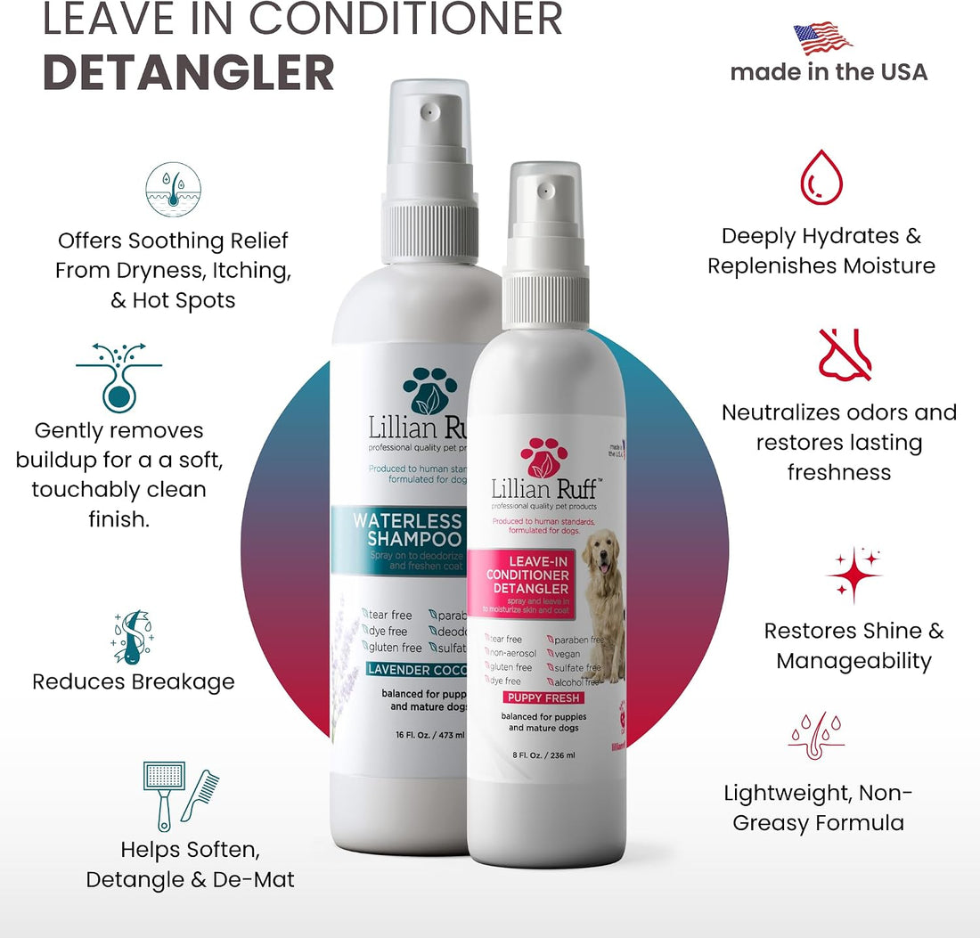 Lillian Ruff Waterless No-Rinse Dog Dry Shampoo Spray & Leave-in Dog