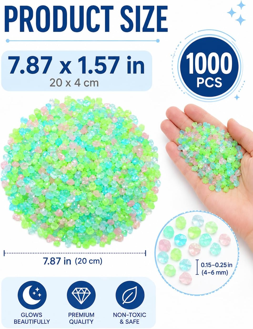 1000PCS Tank Rocks Glow Blue Fish Tank Decorations