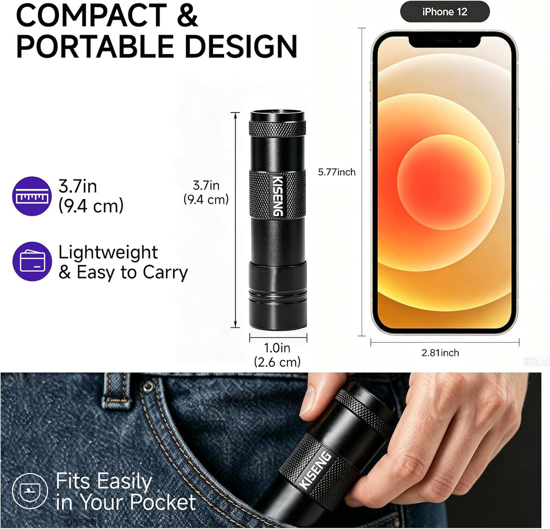 2 Pack 395nm 12 LED Handheld UV Mini Flashlight
