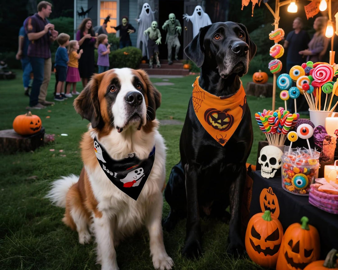 Halloween Dog Bandanas 2PCS Pumpkin Pet Scarf Medium Large Dogs