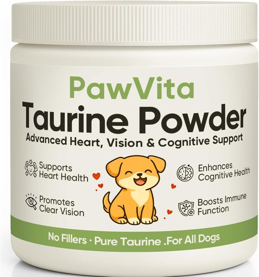 PawVita Pure Taurine Powder for Dogs, 99.9% Pure Taurine