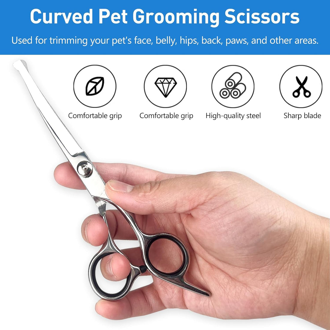 Professional Curved Dog Grooming Scissors with Rounded Tips